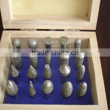 Electroplated diamond carving burrs for engraving on marble