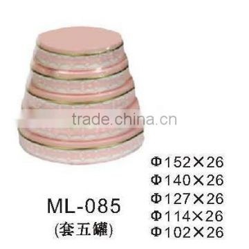 D152*26mm Round Tin Box Sets for Cosmetic with 5 different Size