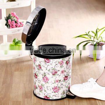 Top Quality Fashional Style Flower Print Plastic Dust Bin With Fixing Dust Bag Ring photo-5
