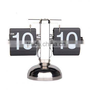 Retro Modern Metal Scale Digital Auto Flip Single Stand Desk Table Clock