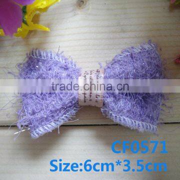 CF0571 Wholesale hairy purple fancy baby hair bow for baby girl