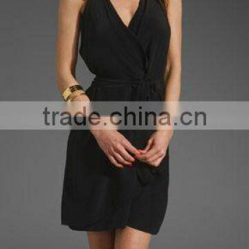 12DR101 LINED FRONT WRAP DETIAL DRESS FASHIONABLE,NEW DESIGN DRESS