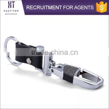 Top Selling Fashion Luxury Alloy Car Black Genuine Top Cow Leather Keychains High Quality Popular Silver Ring Gift Key Chain photo-5