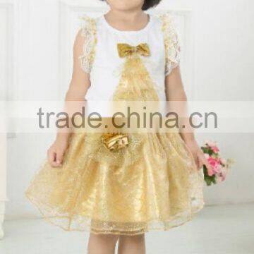 2016 Wholesale and Factory Price Golden Childhood Tutu Set With Golden Headband and Pleated the Flowers for Baby Gilrs photo-5