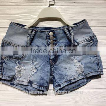 GZY latest high waist all-match fashion girls ruffle shorts jeans stock lot