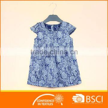 2017 Nice Elegant Blue Floral Girl Baby Jacquard Dress photo-2