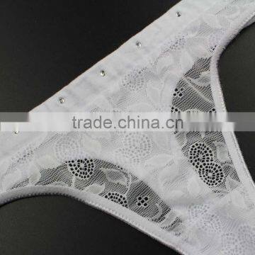 Stock Fashion Summer Style White Sey Panties Underwear Women Briefs Diamond Transparent Bright Side Cotton Thongs g Strings for photo-5