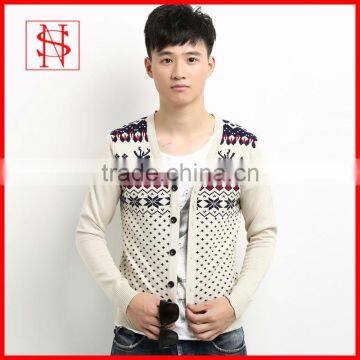 Ugly sweater with reindeer and snowflake christmas men cardigan