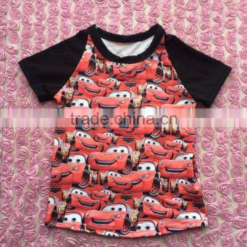 New fabric wholesale children's boutique clothing car fabric boy's raglan tops