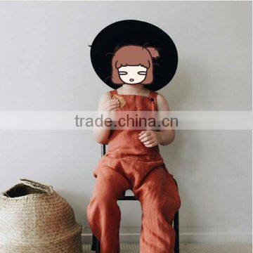 New Casual Design Brick Red Linen Boutique Kids Clothes Summer Baby Romper photo-3