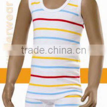 BOYS SINGLE JERSEY LYCRA STRIPED SINGLET BOXER SET
