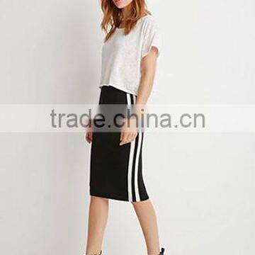 Ms 100% Cotton Stripe Pencil Bust Skirt in Baseball photo-2
