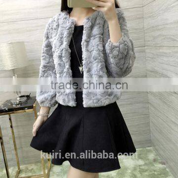 2016 New Genuine Rabbit Fur Coat Fashion Women Short Knitted Slim Coat Jacket Elegant Winter Warm Fur Rabbit Coats photo-6