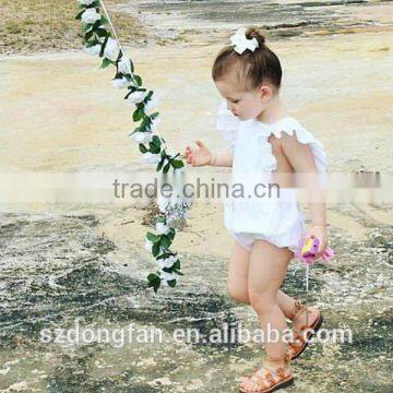 White Color Plain Baby Clothes European Summer Ruffle Baby Clothes Romper photo-2