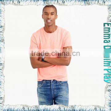 Apparel Factory Mens Dyeing Solid Color Round Neck Pink T Shirts