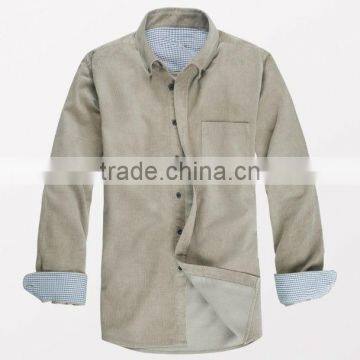 High Quality Long Sleeve Contrast Keep Warm Corduroy Casual Shirts for Men With One Pocket photo-2