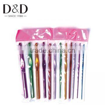 D&D Multicolor 12pcs Aluminum Crochet Hook Set