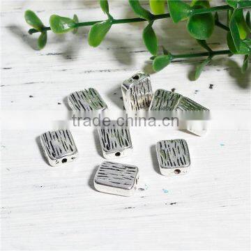 Zinc Based Alloy Spacer Beads Rectangle Antique Silver Stripe