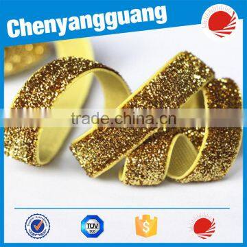 Glitter Metallic Velvet Stretch Fold Over Elastic