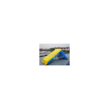 Brazil Trampoline Inflatable Floating Water Slide Yellow Blue , Water Amusement Park