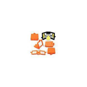 Ladies Orange Silicone Cosmetic Bag With Mirror , Custom Silicone Products