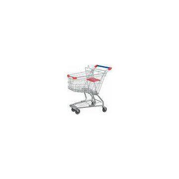 Low Carbon Steel American Grocery Shopping Trolley With Base Grid / Bottom Tray