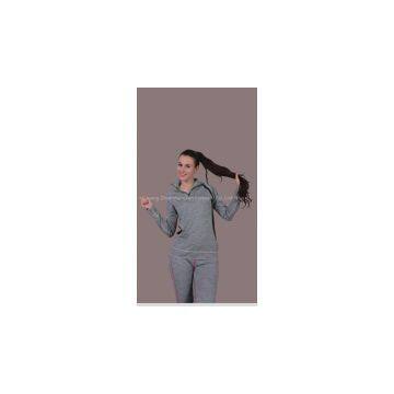 spring or autumn greymerino wool sportswear pullover with top zipper