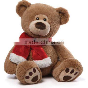 Medium Plush Bear Featuring Red Scarf Animal Toy for Christams