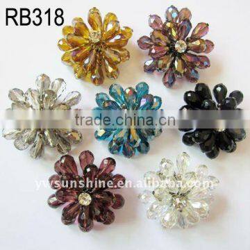 Fashion flower with crystal bead elastic ring