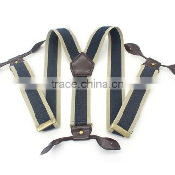 Mens Womens Elastic Leather Button Suspenders Adjustable 6 Holes Braces