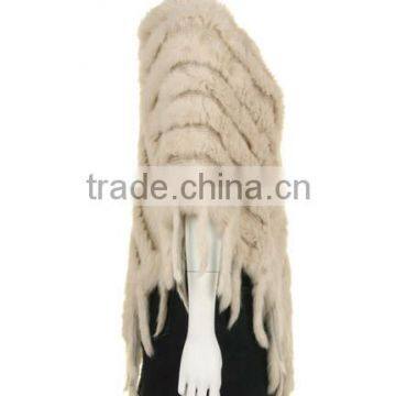 YR099 Ladies' Hand Knitting Pattern Real Rabbit Fur Shawl/ Mexico Hot Sell photo-2