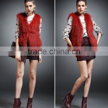 YR725 New Arrival Raccoon Fur Vest Women/Winter Knit Fur Vest Spring Style