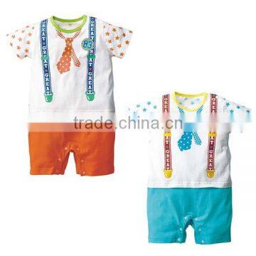 summer new design five-pointed star short sleeve baby romper with necktie