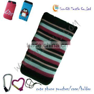 cute design, fashion accessory, mobile phone knitting socks pouch