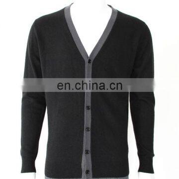 Black fashion V-neck men's cashmere cardigan