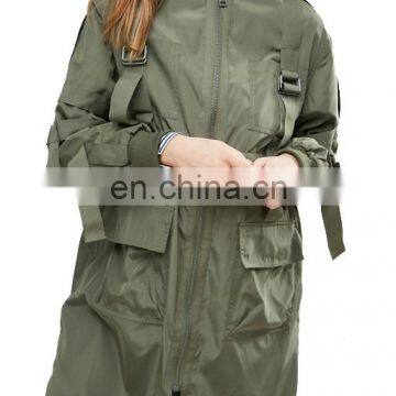 Latest Fashion Women Longline Parka With Parachute Strapping photo-2