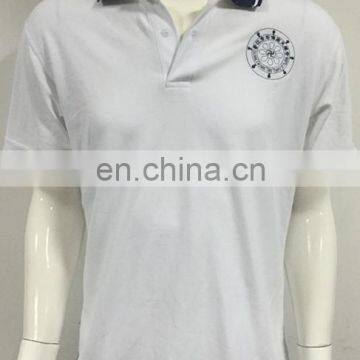 2017 Men's Dryfit White Polo T-shirt With Black Stripped Collar Work Uniform