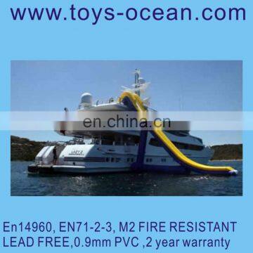 Giant inflatable water slide for yacht/boat, inflatable yacht floating water slide