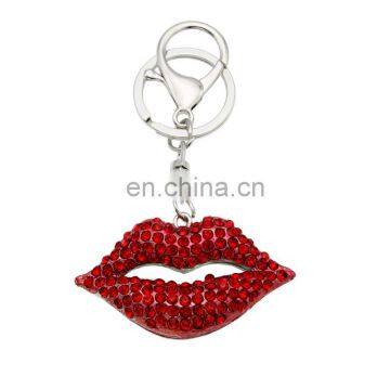 rhinestone metal lip keychain