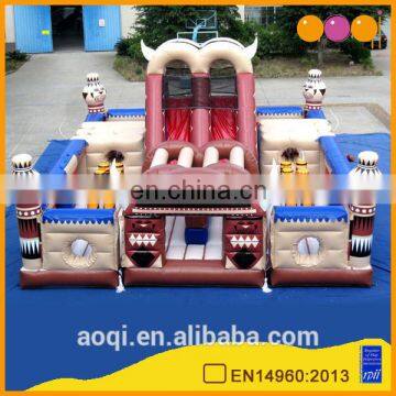 AOQI fashion kids toy Indian inflatable fun city park equipment Indian inflatable fun city with free EN14960