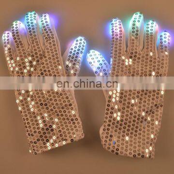 led finger light gloves with white paillette PLG-4