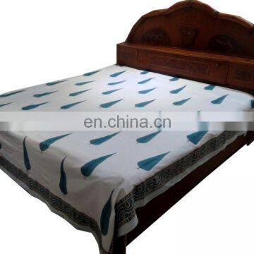 Hand Block Printed Bedsheet Cotton Bedspread Tapestry Throw Bedcover