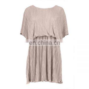Summer Pleated Kimono Sleeve Skater Dress Elegant Women Dresses photo-6
