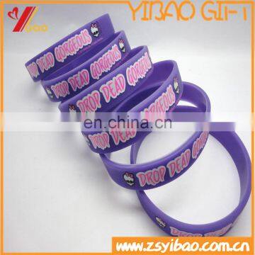 Custom embossed/imprinted/printed logo Silicone Wristband/silicone bracelet/rubber bracelet