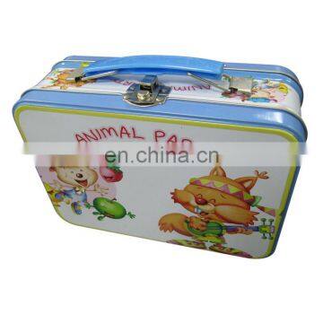 2017 hot selling school lunch tin with plastic handle