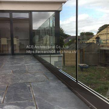 Glass Rail Simple Deck Railing in Aluminum Base Shoe Design photo-5