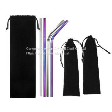 Custom Printed Velvet Drawstring Bag Straw Package Bag Black Flannel Velvet Drawstring Pouch photo-4