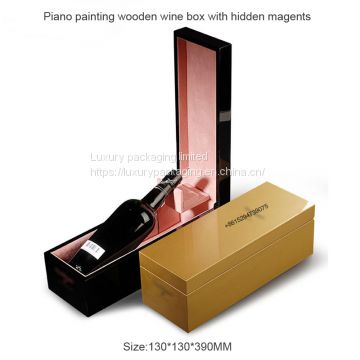 OEM Factory Custom Design Wholesale Brand Glossy Solid Wood Single Bottle Wine Gift Packaging Box