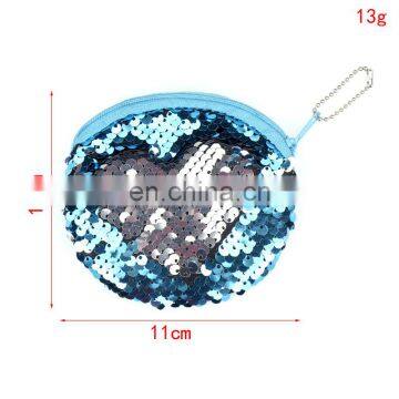 Cheap Reversable Kids Purse Baby Girl Sequin Kids Change Purse With Zipper Baby Girl Wallet Heart Shape Purse Frame photo-3