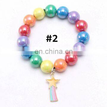 Children Rainbow Bracelet Girl Unicorn Mermaid Colorful Bracelet With Alloy Pendants 28Colors photo-7